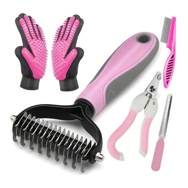 Dog & Cat Deshedding- Pet Comb & Massager-Pinkl/Blue
