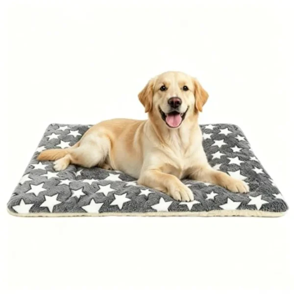 Grey with Stars Dog Bed mat Washable