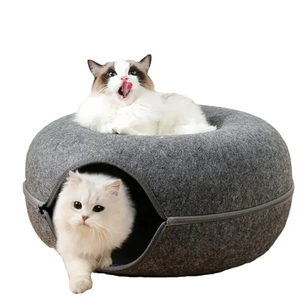 Felt Donut Indoor Cat Bed Interactive Tunnel