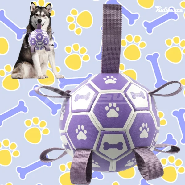 Dog Toys Soccer Ball with Straps for Tug of War