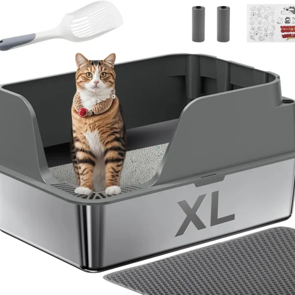 Stainless Steel Cat Litter Box for Large Cats