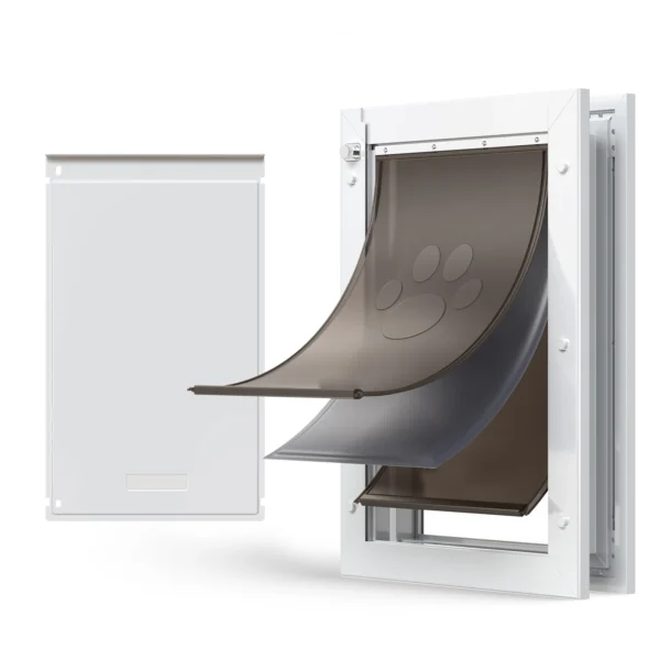 Pet Door 2/3 Magnetic Flaps Metal Frame Weatherproof